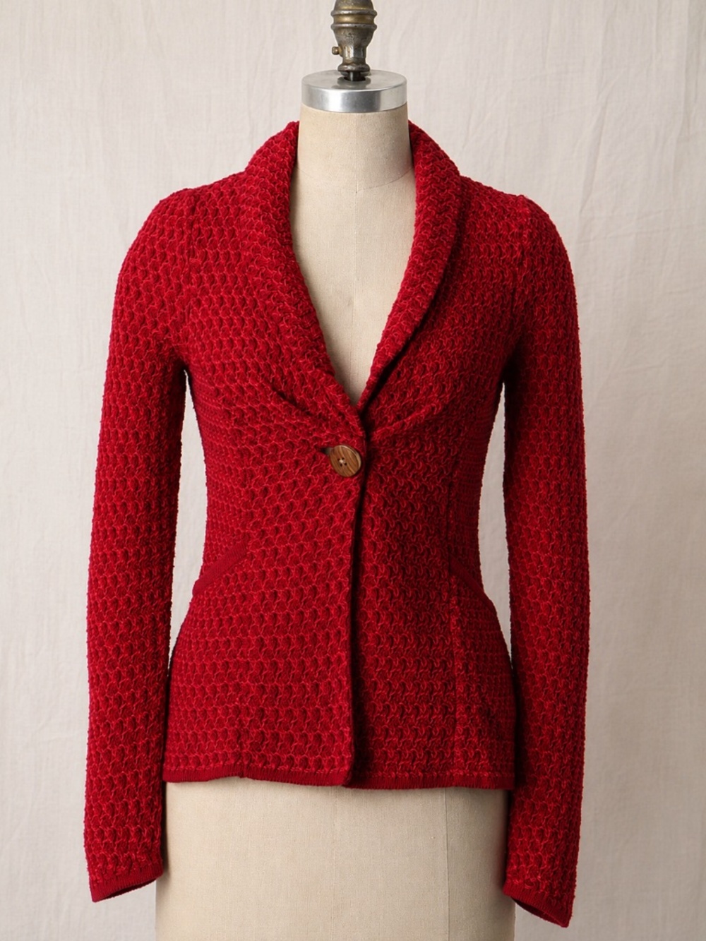 Anthropologie Charlie & Robin Honey From The‎ Bees Cardigan Red XS Preppy